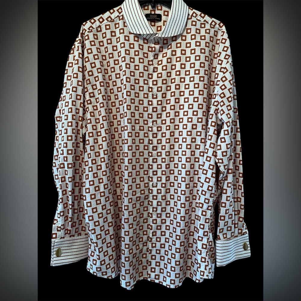 Steven Land 18 36/37 B/T Orange Geometric Men’s Shirt